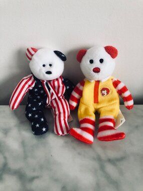 TY Beanie Babies Spangle & Ronald 2004 Lot of 2 Vintage McDonald's Toy Plush